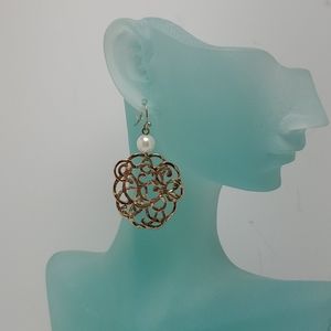 Gold tone hook dangle earrings